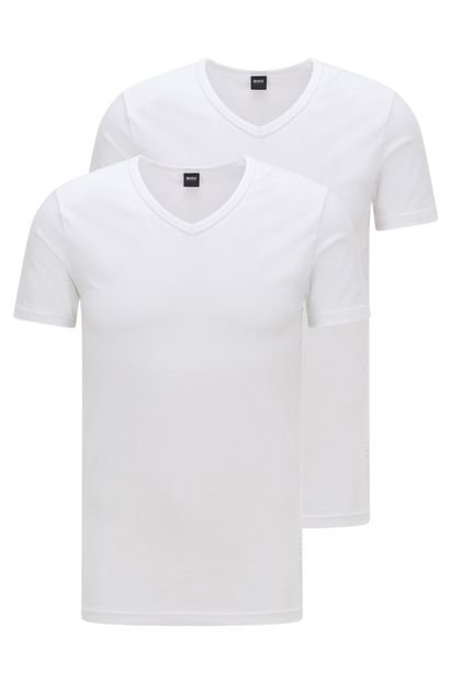 Conjunto 2 Camisetas Gola V BOSS Branco - Marca BOSS