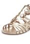 Rasteira Beira Rio Gladiadora Lasercut Floral Dourada - Marca Beira Rio