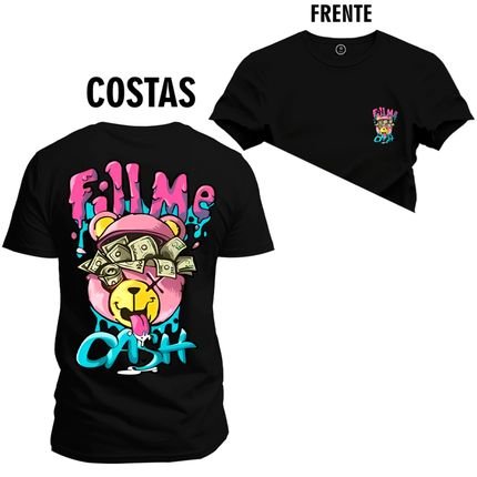 Camiseta Plus Size T-shirt Unissex Algodão Cash Frente Costas - Preto - Marca Nexstar