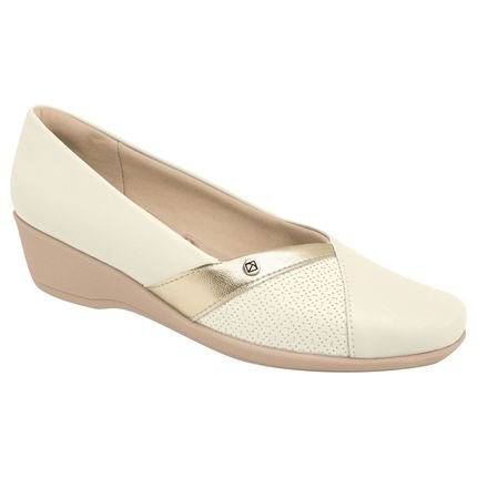 Sapato Feminino Anabela Ivone Off White Ouro Piccadilly 143206-7 - Marca Piccadilly