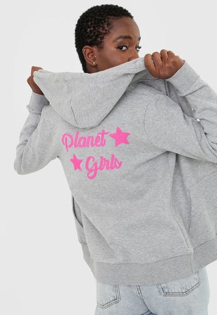 Moletom Aberto Planet Girls Logo Cinza - Marca Planet Girls