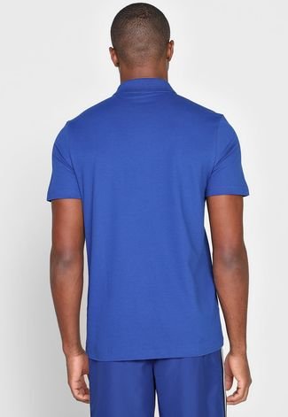 Camisa Polo Lacoste Reta Logo Bordado Azul