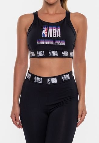 Top NBA Feminino Neon Logo Preta Sandy