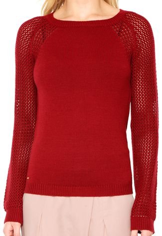 Suéter Tricot Aleatory Decote Redondo Vermelho