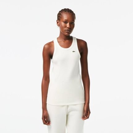 Top feminino Lacoste Slim Fit em algodão orgânico Branco - Marca Lacoste
