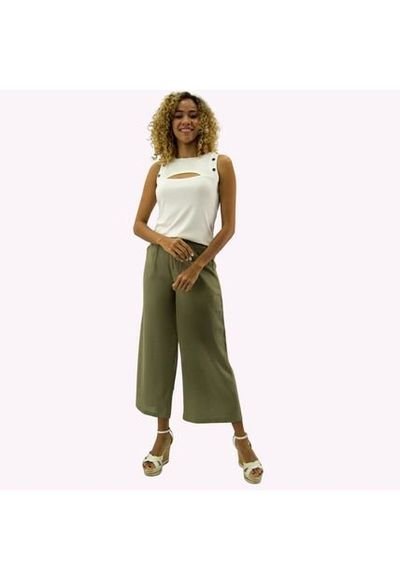 Conjunto LINO mujer: Pantalón palazzo y top cruzado. Pantalón