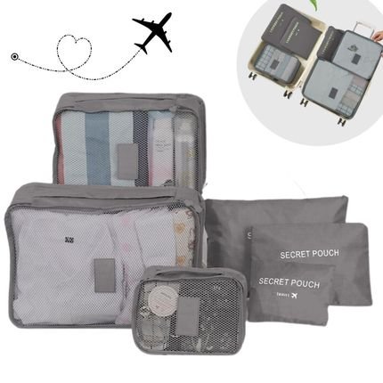 Kit Bolsa Organizadoras para Mala de Viagem Roupas Bagagem Maquiagens Star Shop Cinza - Marca STAR SHOP