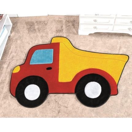 Tapete Formato Big com Antiderrapante Caminhão Caçamba - 132cm x 86cm - Vermelha - Marca Guga Tapetes