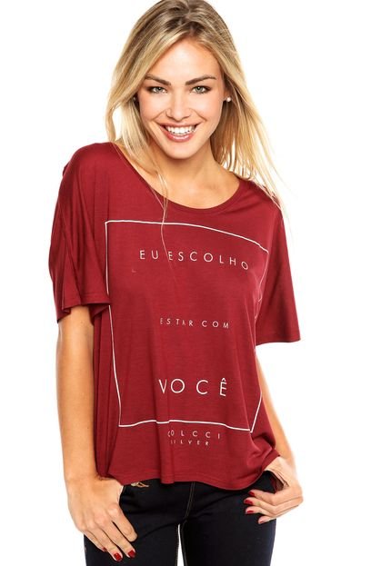 Camiseta Colcci Loose Escolho Vinho - Marca Colcci