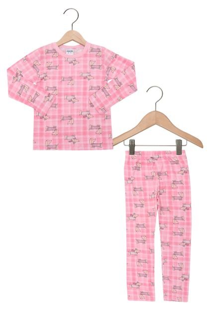 Pijama Fakini Longo Menina Rosa - Marca Fakini