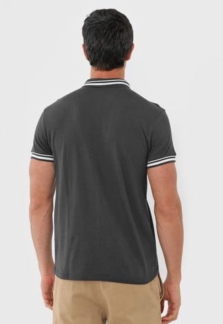 Camisa Polo Colcci Reta Frisos Grafite