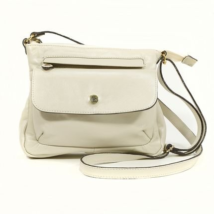 Bolsa Feminina Transversal em couro Off White - Marca Betania Couros