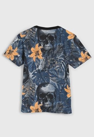 Camiseta Lemon Infantil Esqueleto Azul