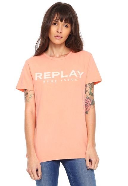 Camiseta Replay Blue Issue Coral - Marca Replay