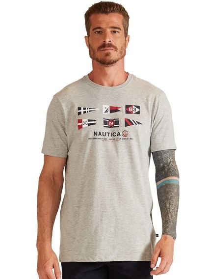 Camiseta Nautica Masculina Modern Maritime Cinza Mescla - Marca Nautica