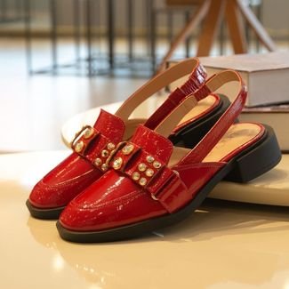 Sapato Unique Slingback Verniz Vermelho Unique Vermelho