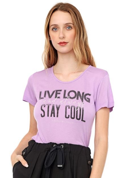 Camiseta Colcci Lettering Lilás - Marca Colcci