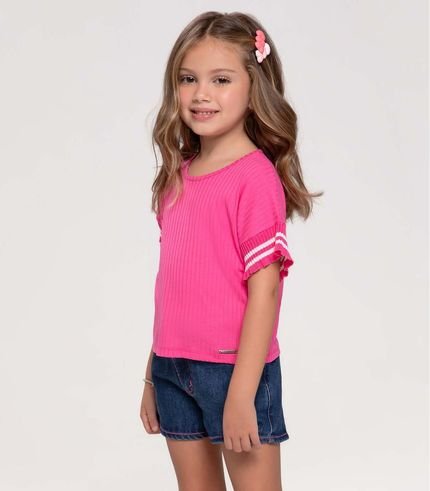 Blusa Infantil Em Ribana Canelada Trick Nick Rosa - Marca Trick Nick