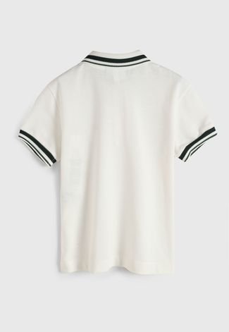 Camisa Polo Lacoste Kids Infantil Logo Off-White/Verde