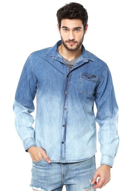 Camisa Jeans Colcci Ombré Azul - Marca Colcci