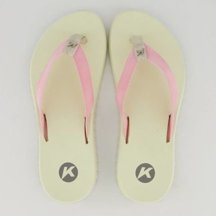 Chinelo Kenner Kyra Slim Feminino Branco e Rosa - Marca 745