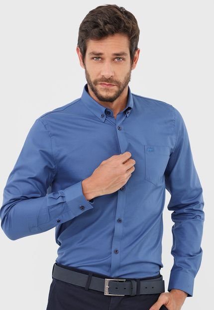 Camisa Lacoste Reta Bolso Logo Azul - Marca Lacoste