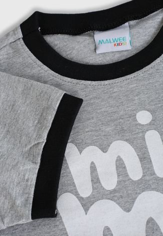 Camiseta Malwee Infantil Lettering Cinza