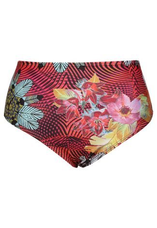 Calcinha Banho de Mar Hot Pant Estampada Rosa/Laranja/Verde