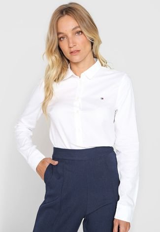 CAMISETA FEMININA TOMMY HILFIGER BRANCA ALGODÃO TH876J0130110