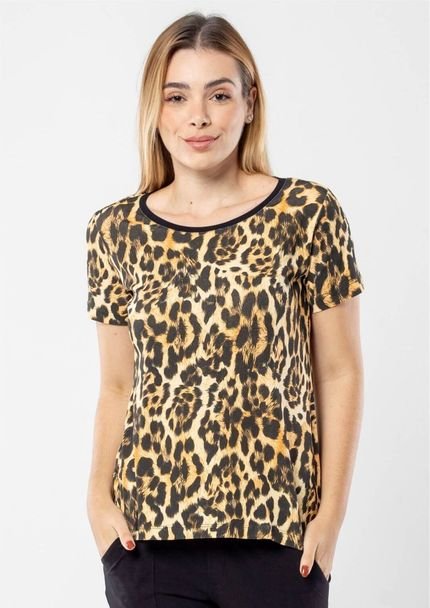 Blusa Manga Curta Pau a Pique Estampada Animal Print - Marca Pau a Pique