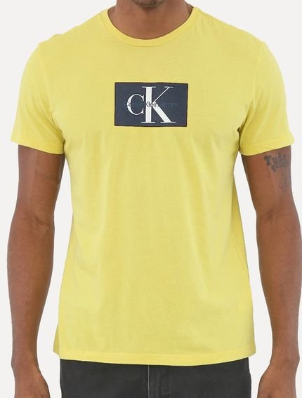 Camiseta Calvin Klein Jeans Masculina Reissue Small Block Amarelo Claro - Marca Calvin Klein