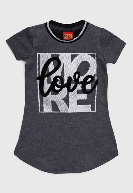 Vestido Kyly Infantil Lettering Grafite - Marca Kyly