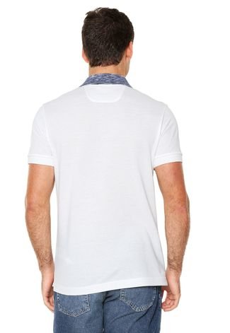 Camisa Polo Lacoste Bordado Branca/Azul