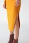 Vestido Canelado Colcci Midi Fenda Lateral Amarelo - Marca Colcci