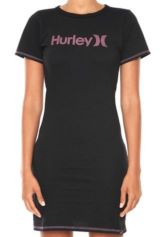 Vestido Hurley Curto Logo Preto