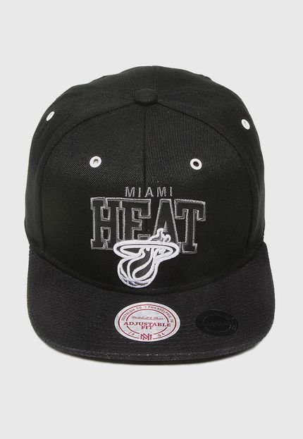 Boné Mitchell & Ness Snapback Marked Miami Heat Preto - Marca Mitchell & Ness