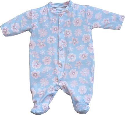 Macacão Longo Modal Floral Azul Tilly Baby P Azul - Marca Tilly Baby