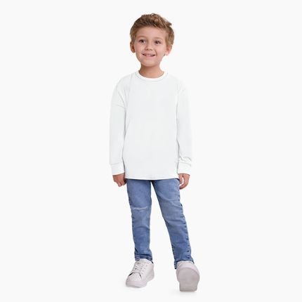 Camiseta Básica Infantil Menino Milon Manga Longa Branco - Marca Milon
