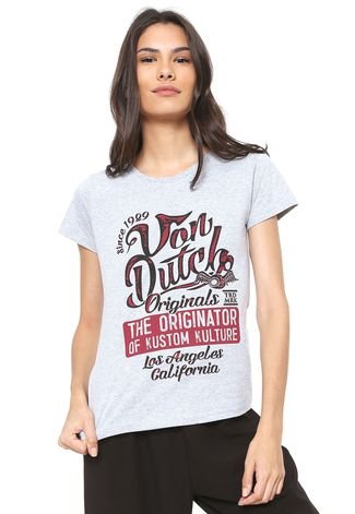 Camiseta Von Dutch Lettering Cinza