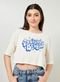 Camiseta Cropped Off-White Escrito Azul - Marca Youcom