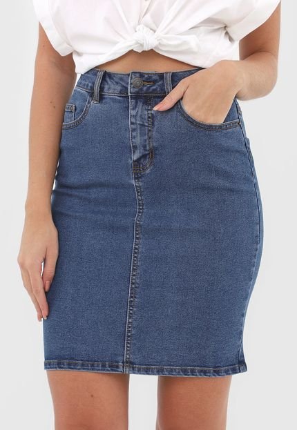 Saia Jeans Vero Moda Curta Lisa Azul - Marca Vero Moda