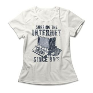 Camiseta Feminina Surfing The Internet - Off White
