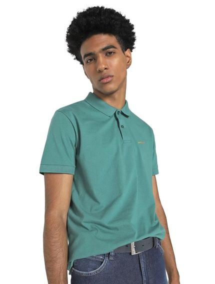 Polo Colcci Masculina Piquet Orange Logo Verde Incolor - Marca Colcci