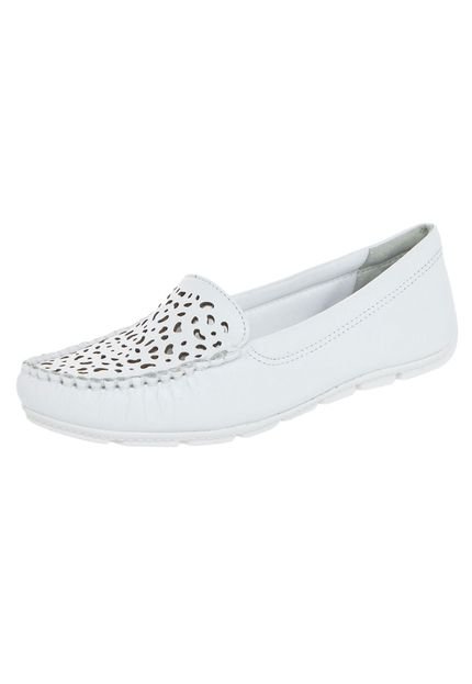 Mocassim Comfortflex Vazado Laser Branco - Marca Comfortflex