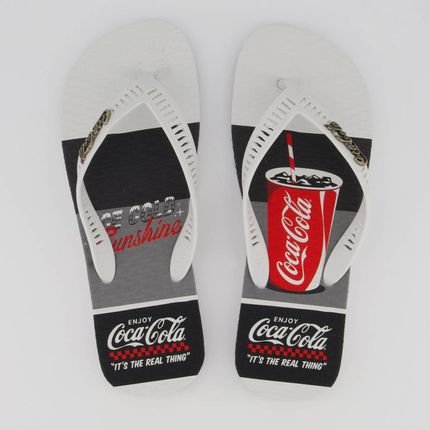 Chinelo Coca Cola Glass Flag Branco - Marca Coca-cola