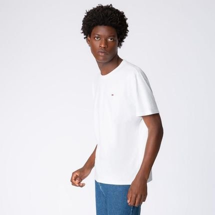 Camiseta Tommy Jeans Slim Fit Tecido Jaspeado Branca Branco - Marca Tommy Hilfiger