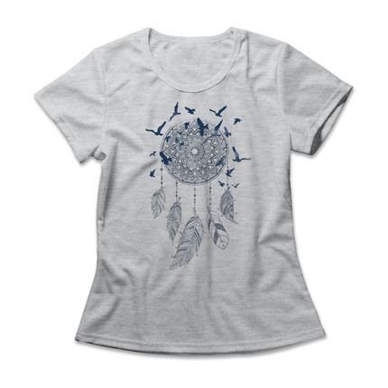 Camiseta Feminina Dreamcatcher - Mescla Cinza - Marca Studio Geek 