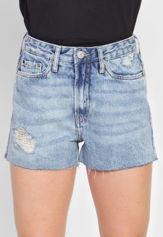 Calvin Klein Jeans high rise cut off shorts in blue