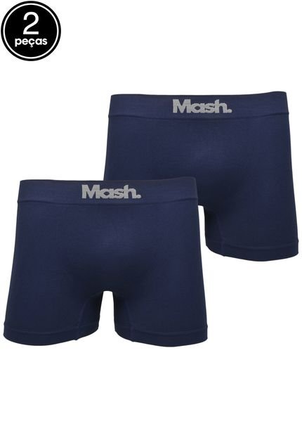 Kit 2pçs Cueca MASH Boxer Sem Costura Logo Azul-Marinho - Marca MASH