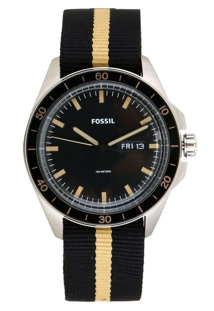 Relógio Fossil FS5292/8PN Preto/Bege - Marca Fossil